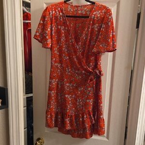 Floral Wrap Dress in Red